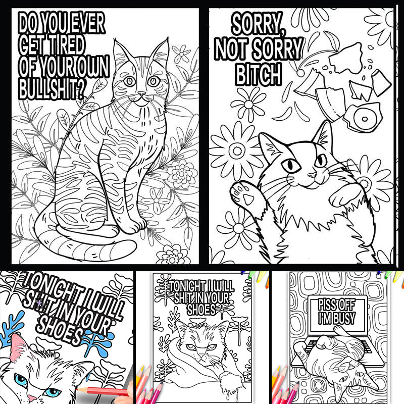 Livro engraçado para colorir de memes de gatinhos