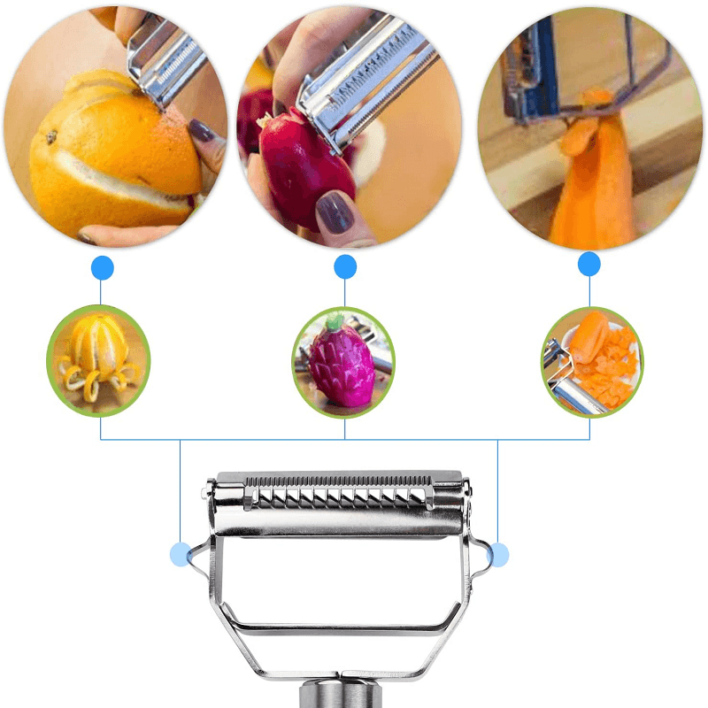 Descascador multifuncional em aço inoxidável para frutas e legumes