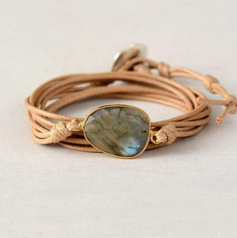 Bracelet en corde cirée et Labradorite